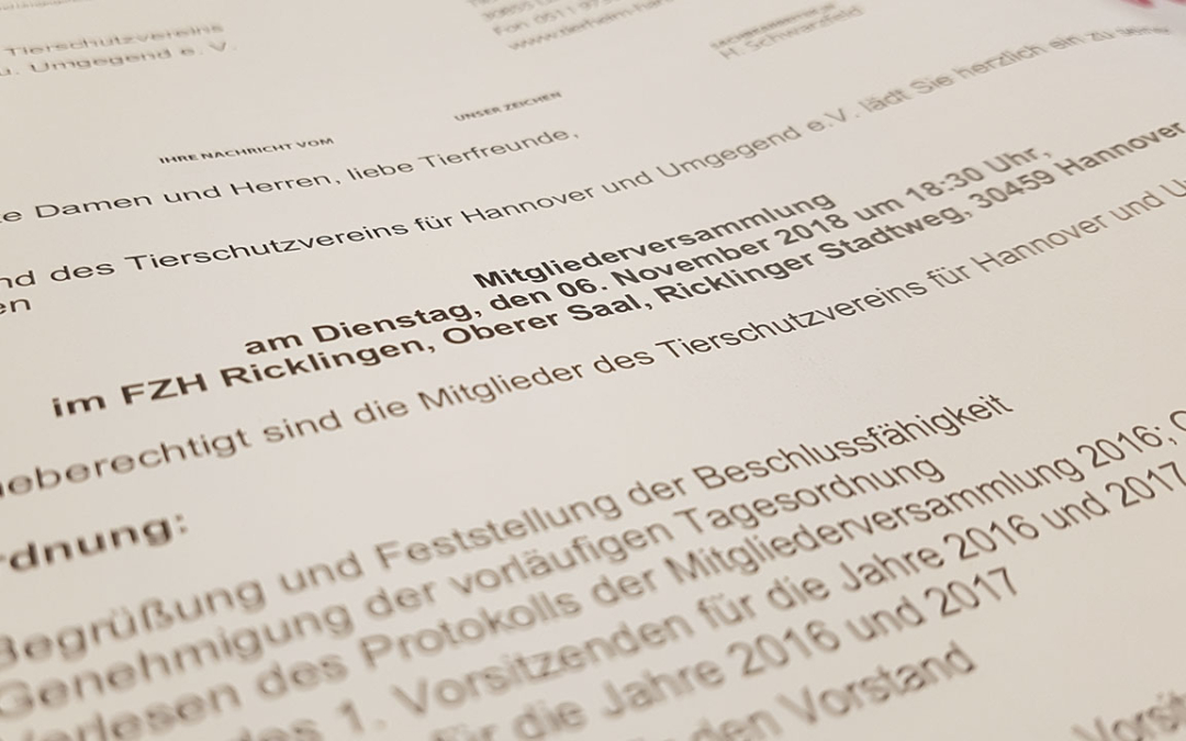 Mitgliederversammlung am 6. November